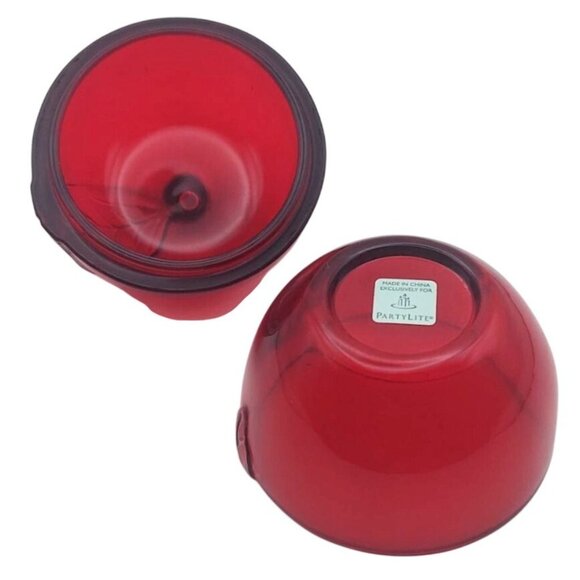 Partylite Natures Bounty Ruby Red Apple Glass Tea Light Votive Candle Holder - Picture 4 of 7